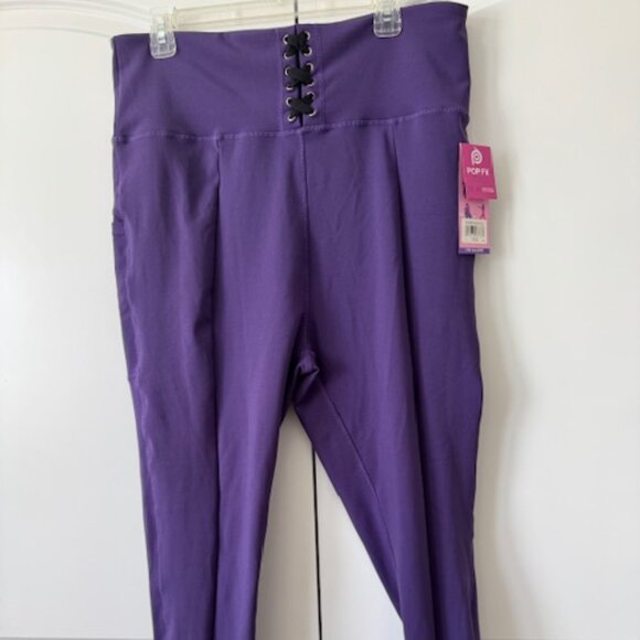 POPFit eggplant leggings with lace-up detail - size 3X - Picture 1 of 5